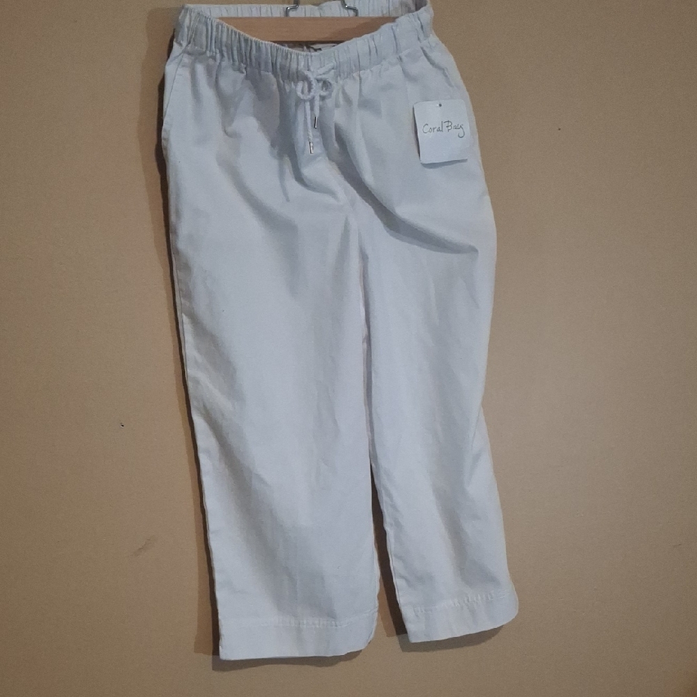 Coral Bay White Elastic Waist Casual Pants